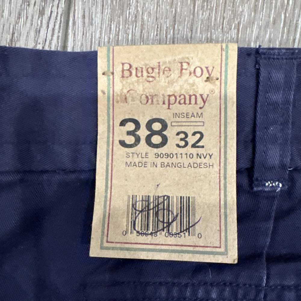 Vintage Bugle Boy Company Pants Sz 38wx32L Navy Khakis Chinos Straight Trousers - Picture 10 of 11